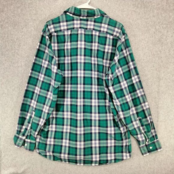 L.L. Bean Mens Size Large Green Blue Plaid Cotton Button Down Casual Shirt - Picture 7 of 10